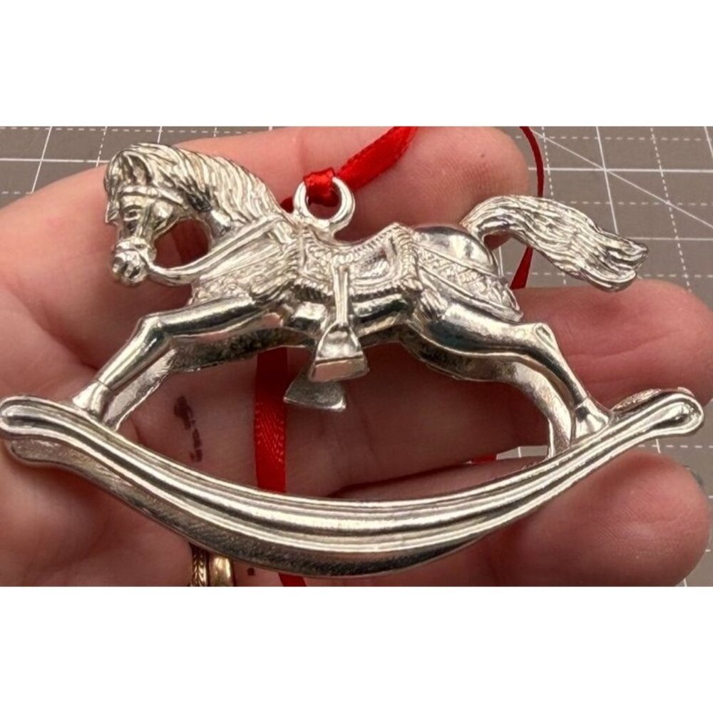 Vintage Kirk Stieff Pewter Rocking Horse Ornament Figurine Signed  3" x 2"